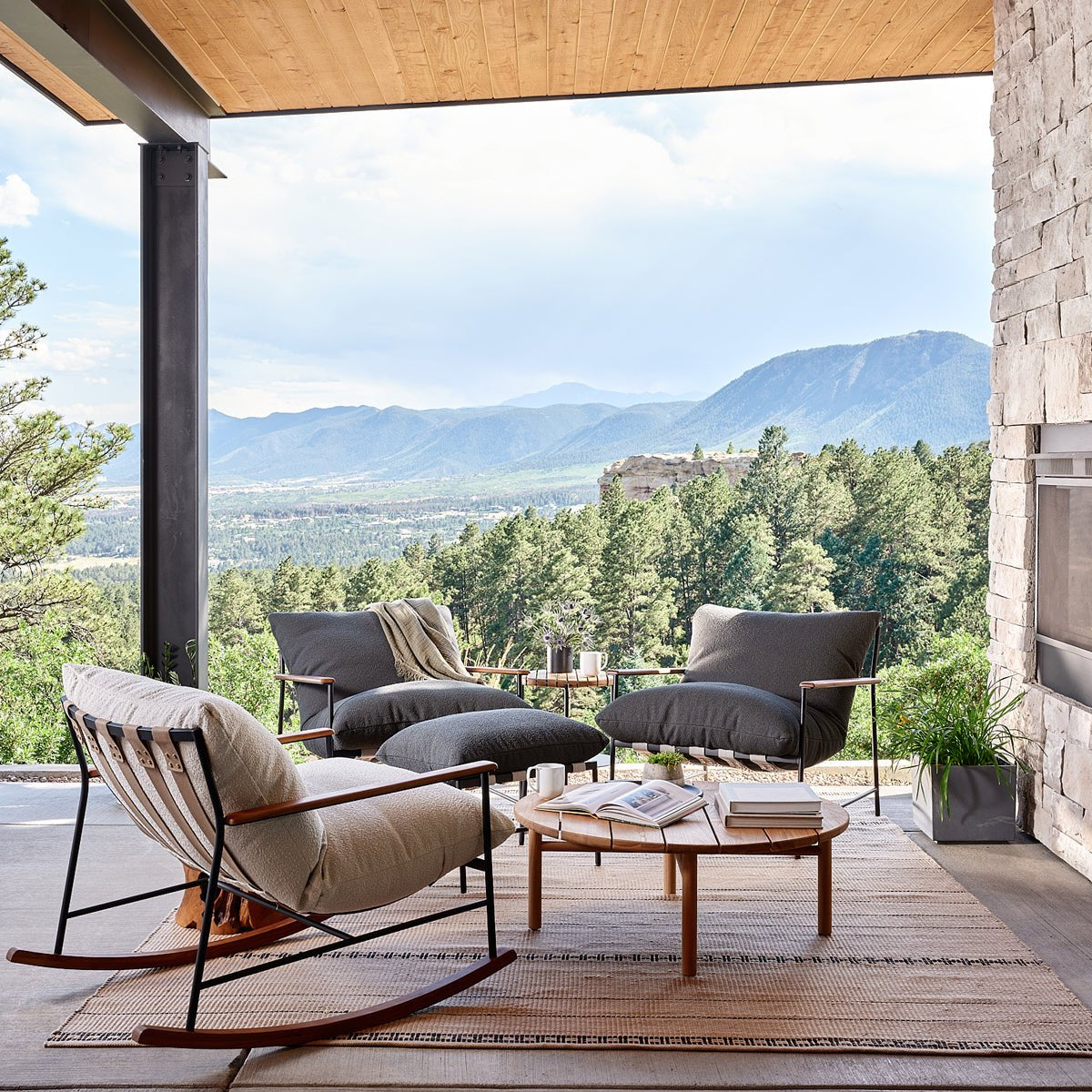 Sunroom Collection featuring the Outdoor Vail Rocker and Lounge Chair