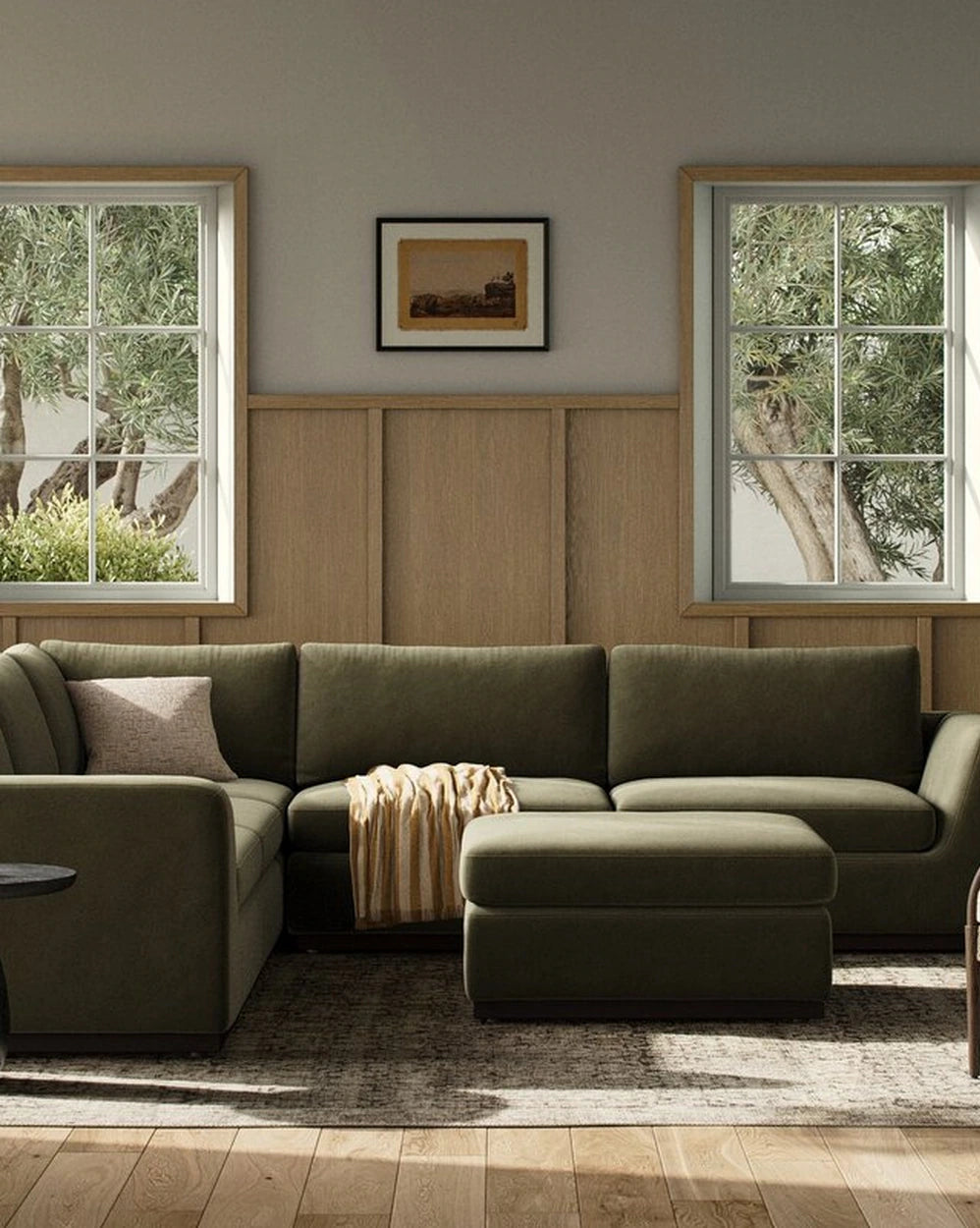Surrey Olive / Sectional + Ottoman