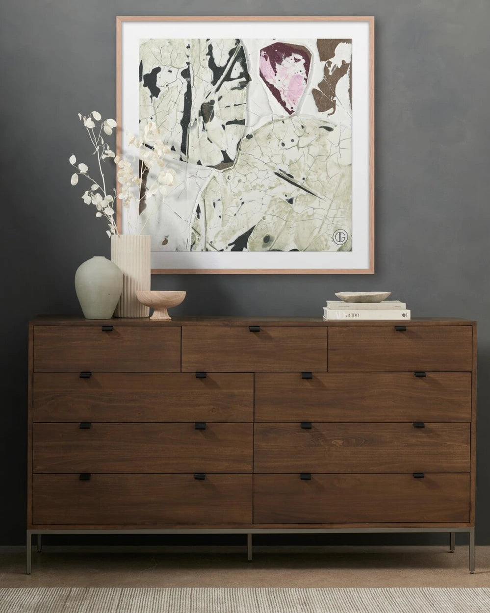 40" x 40" / White Oak / Framed Paper