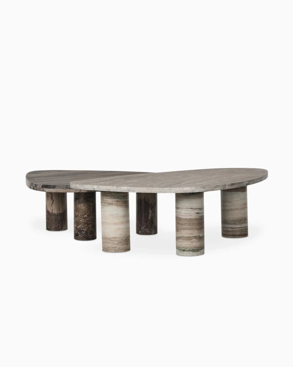 Large Antique White Marble + Small Rocky Brown Marble