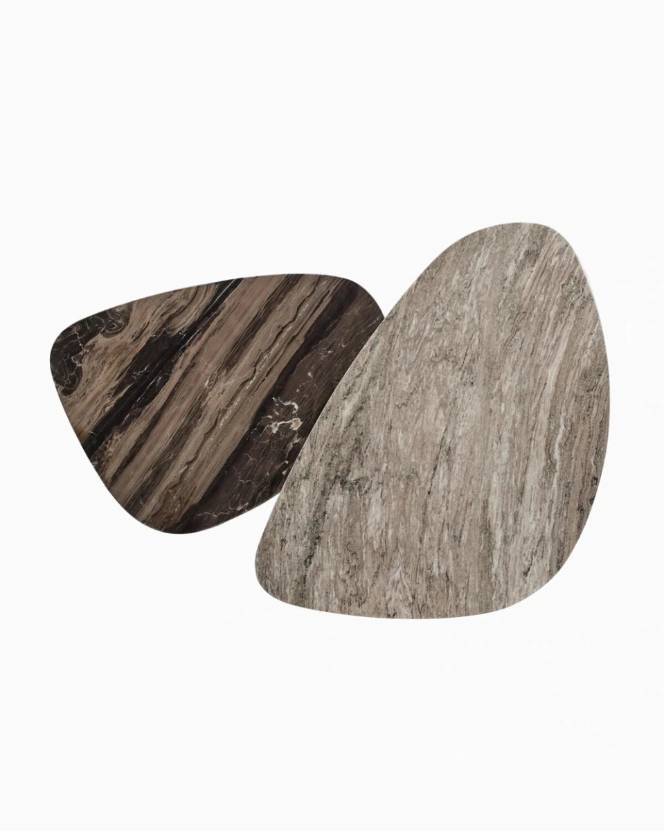 Large Antique White Marble + Small Rocky Brown Marble
