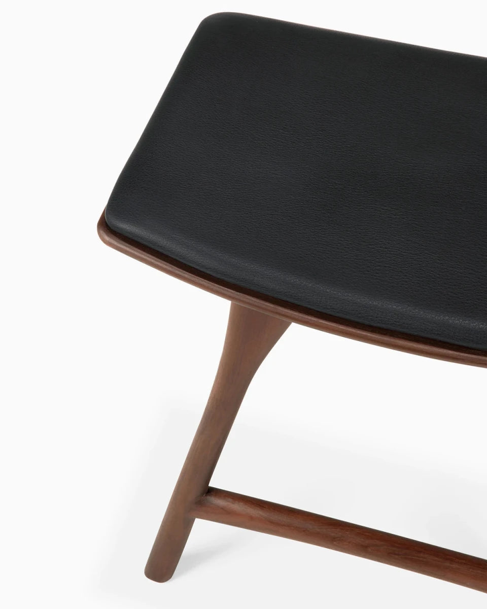Brown Teak / Black Leather / Dining Height (19" Height)