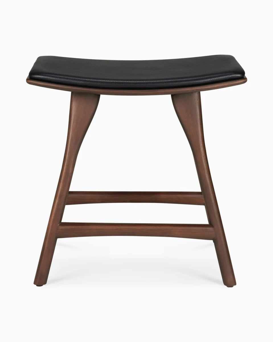Brown Teak / Black Leather / Dining Height (19" Height)