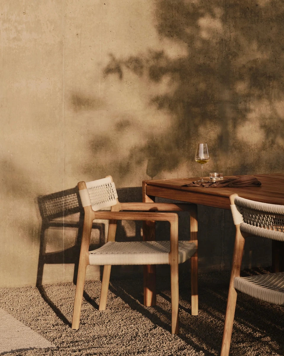 Teak & Beige Cord / No Cushion