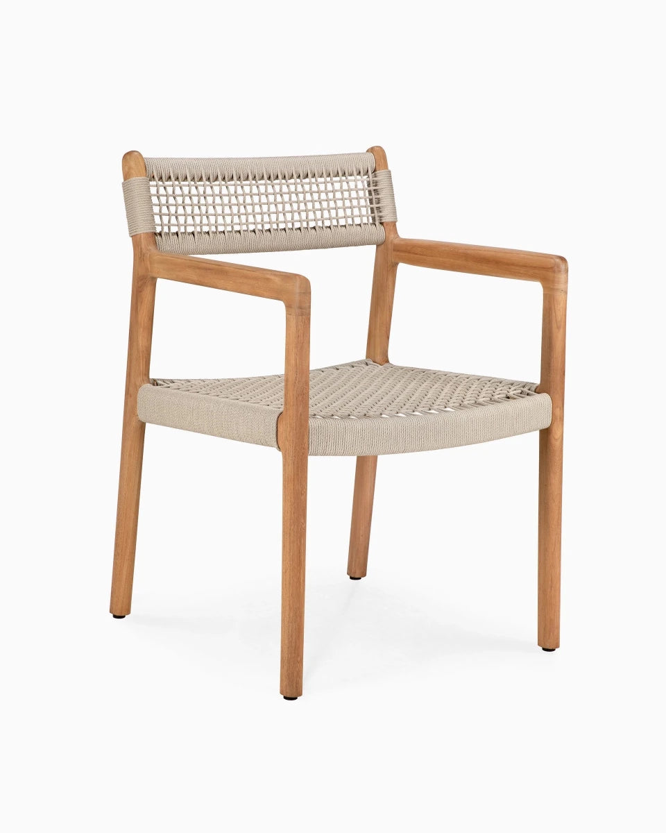 Teak & Beige Cord / No Cushion