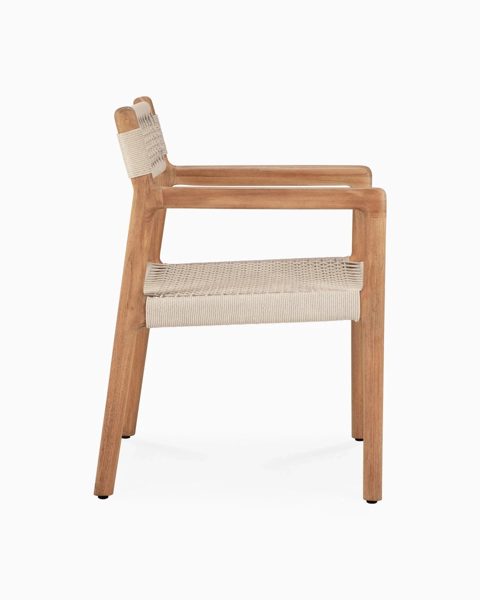 Teak & Beige Cord / No Cushion