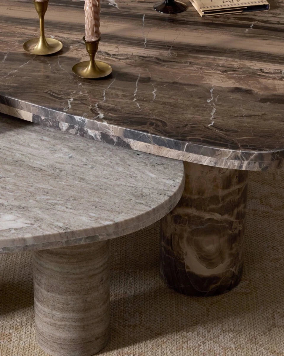 Small Antique White Marble + Large Rocky Brown Marble