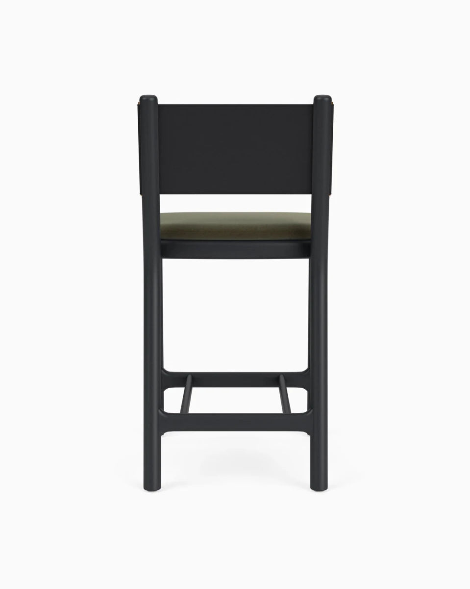 Balsam Velvet Seat / Black Leather Back / Ebony Oak Frame / Counter (26" Height)