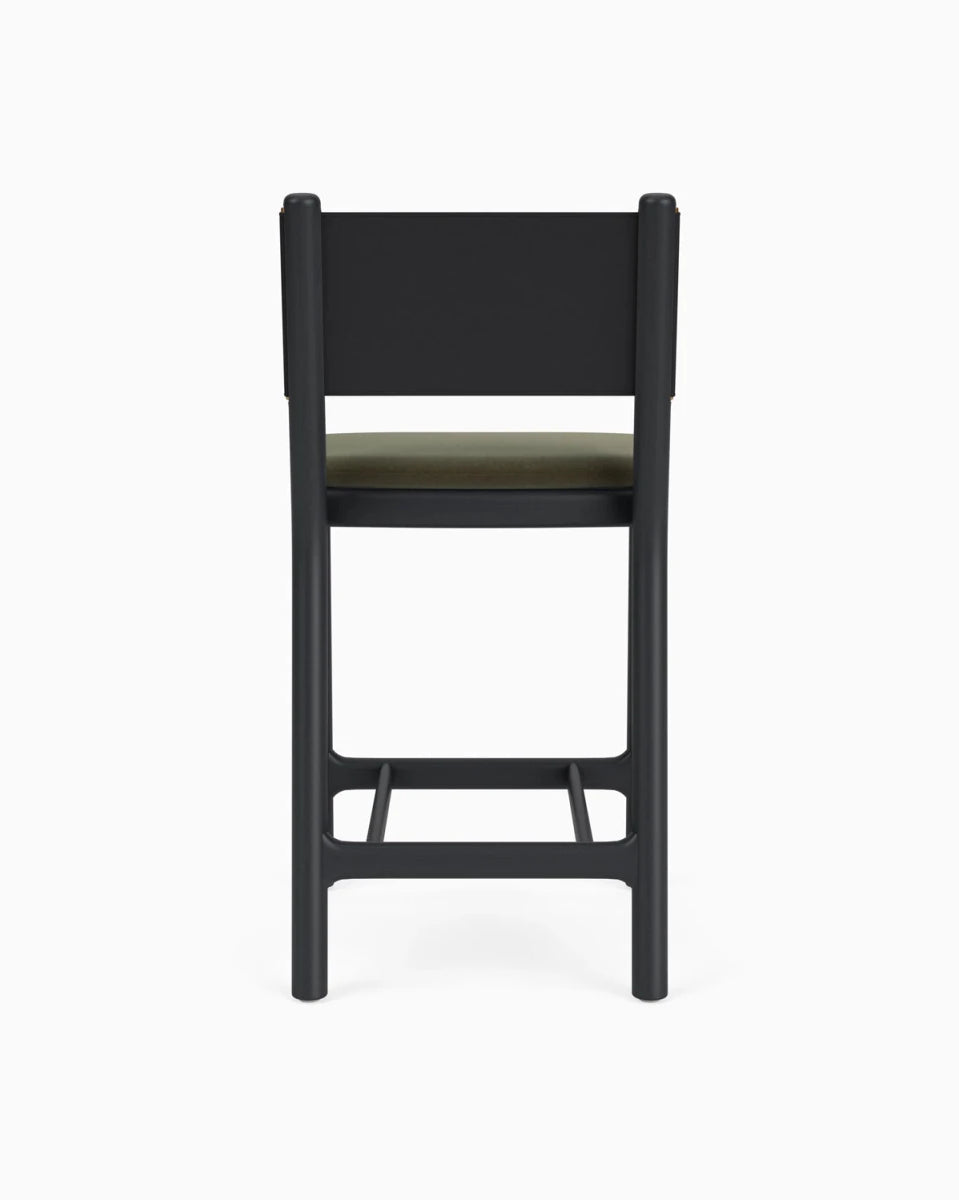 Balsam Velvet Seat / Black Leather Back / Ebony Oak Frame