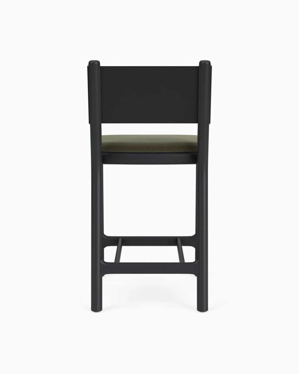 Balsam Velvet Seat / Black Leather Back / Ebony Oak Frame / Counter (26" Height)