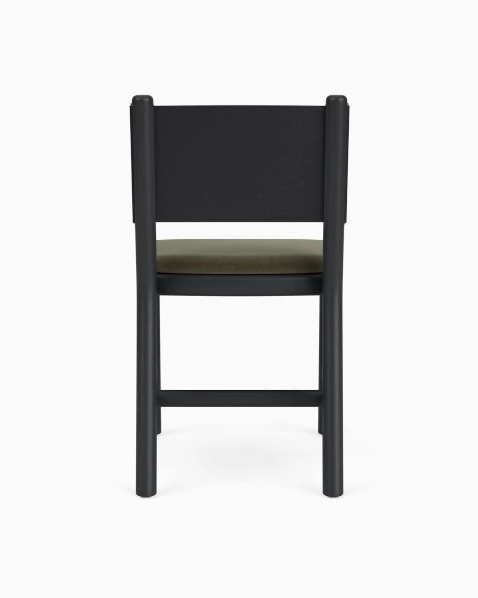 Balsam Velvet Seat / Black Leather Back / Ebony Oak Frame