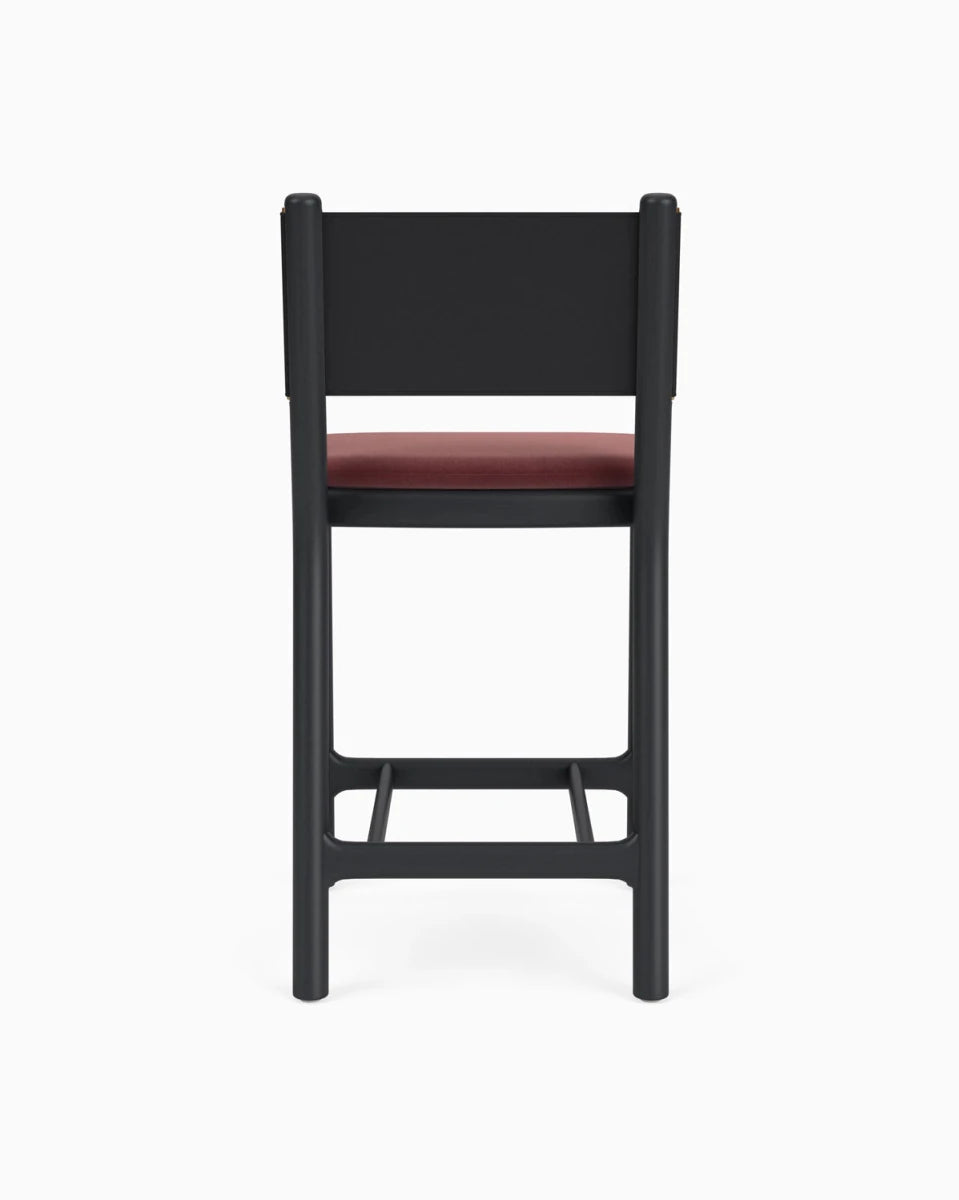 Cabernet Velvet Seat / Black Leather Back / Ebony Oak Frame / Counter (26" Height)