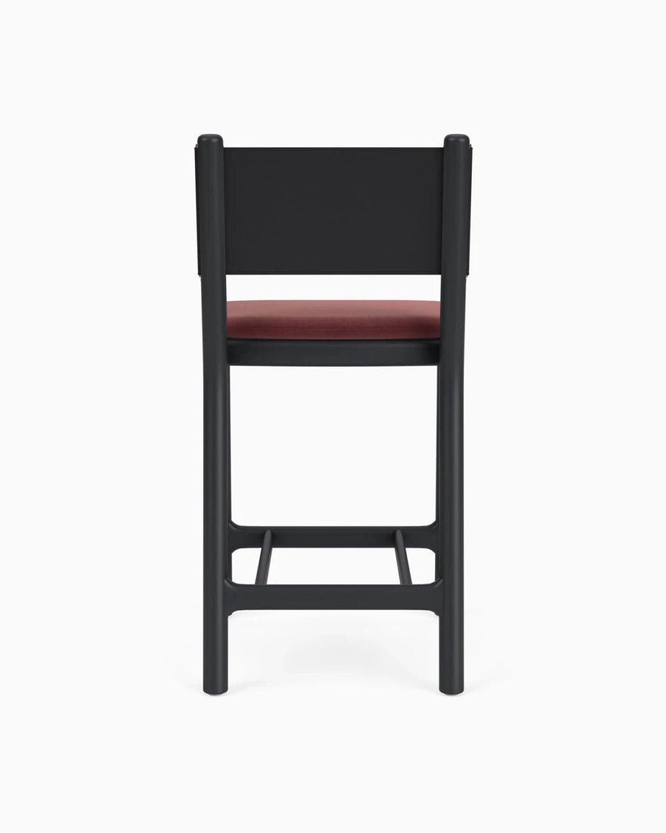 Cabernet Velvet Seat / Black Leather Back / Ebony Oak Frame / Counter (26" Height)