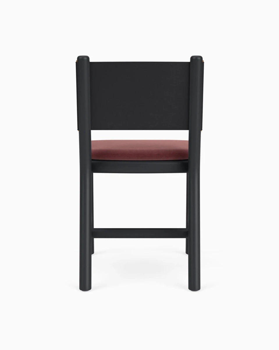 Cabernet Velvet Seat / Black Leather Back / Ebony Oak Frame