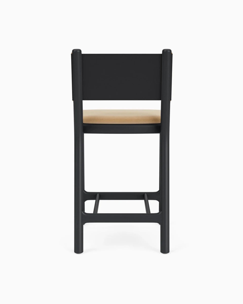 Caramel Velvet Seat / Black Leather Back / Ebony Oak Frame / Counter (26" Height)