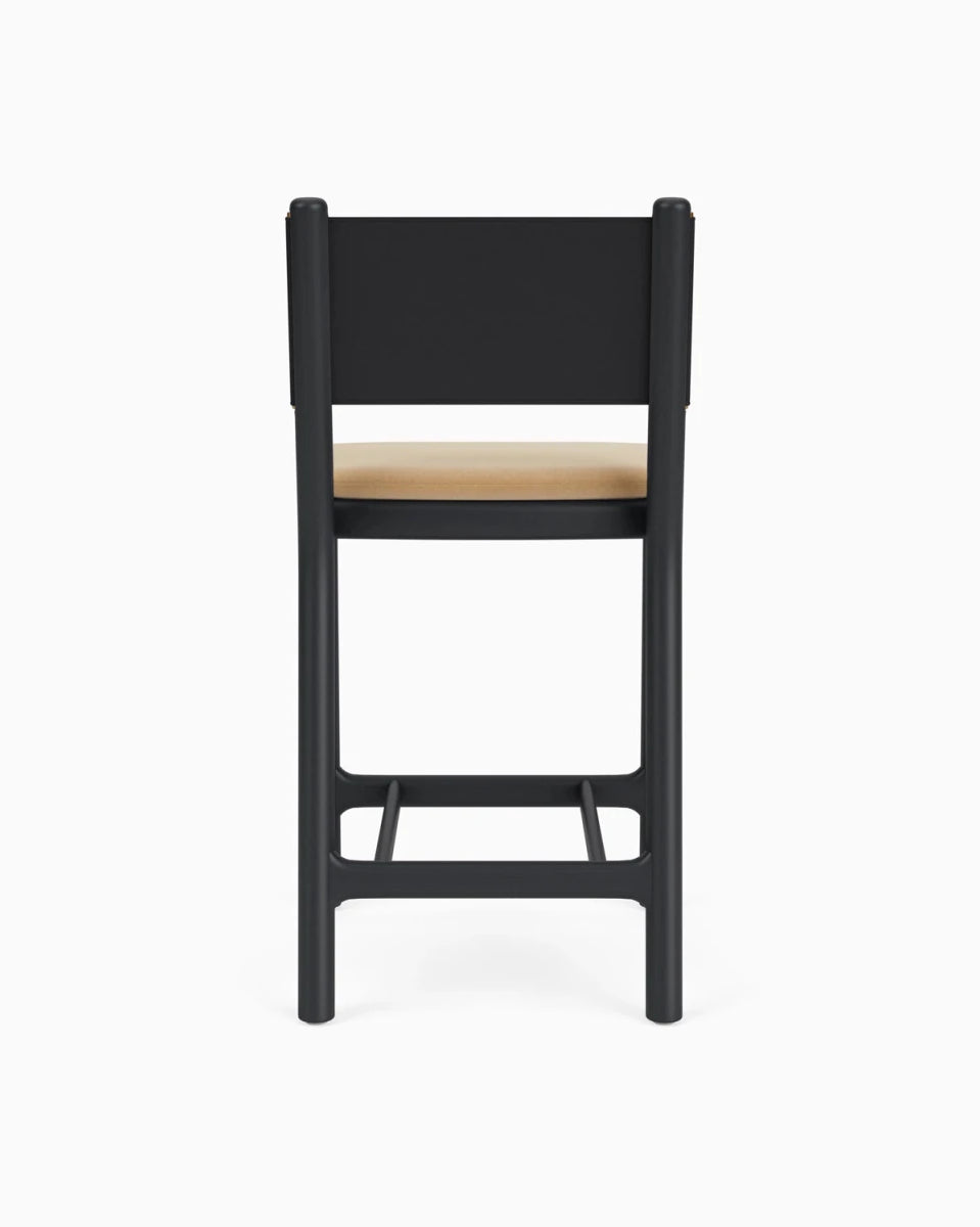 Caramel Velvet Seat / Black Leather Back / Ebony Oak Frame