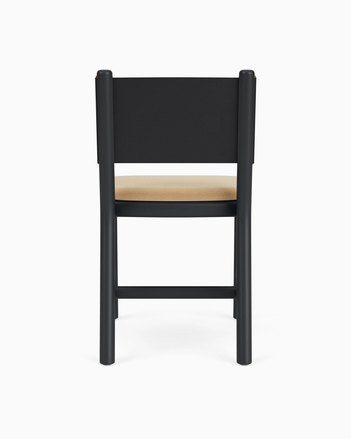 Caramel Velvet Seat / Black Leather Back / Ebony Oak Frame