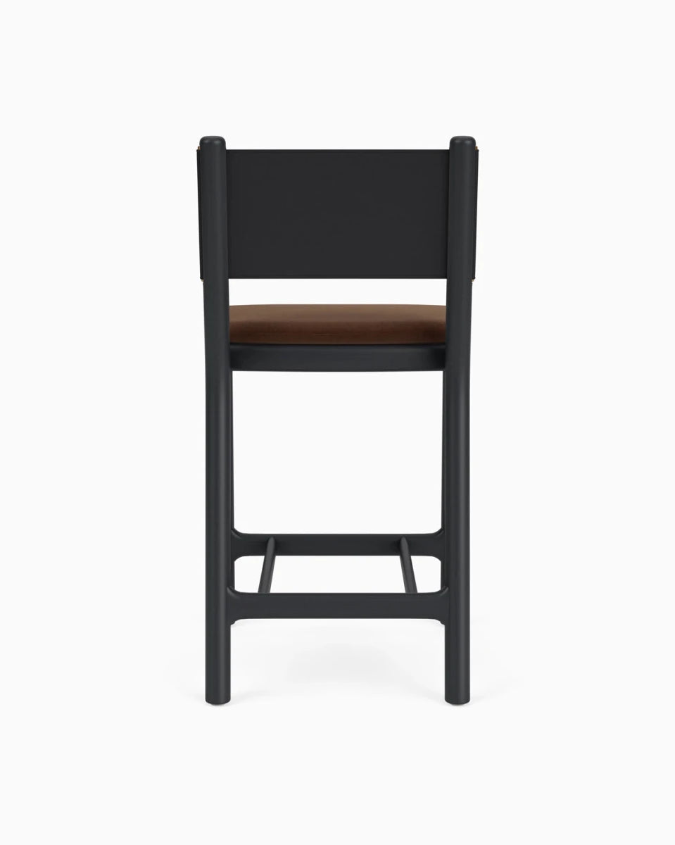 Cognac Velvet Seat / Black Leather Back / Ebony Oak Frame