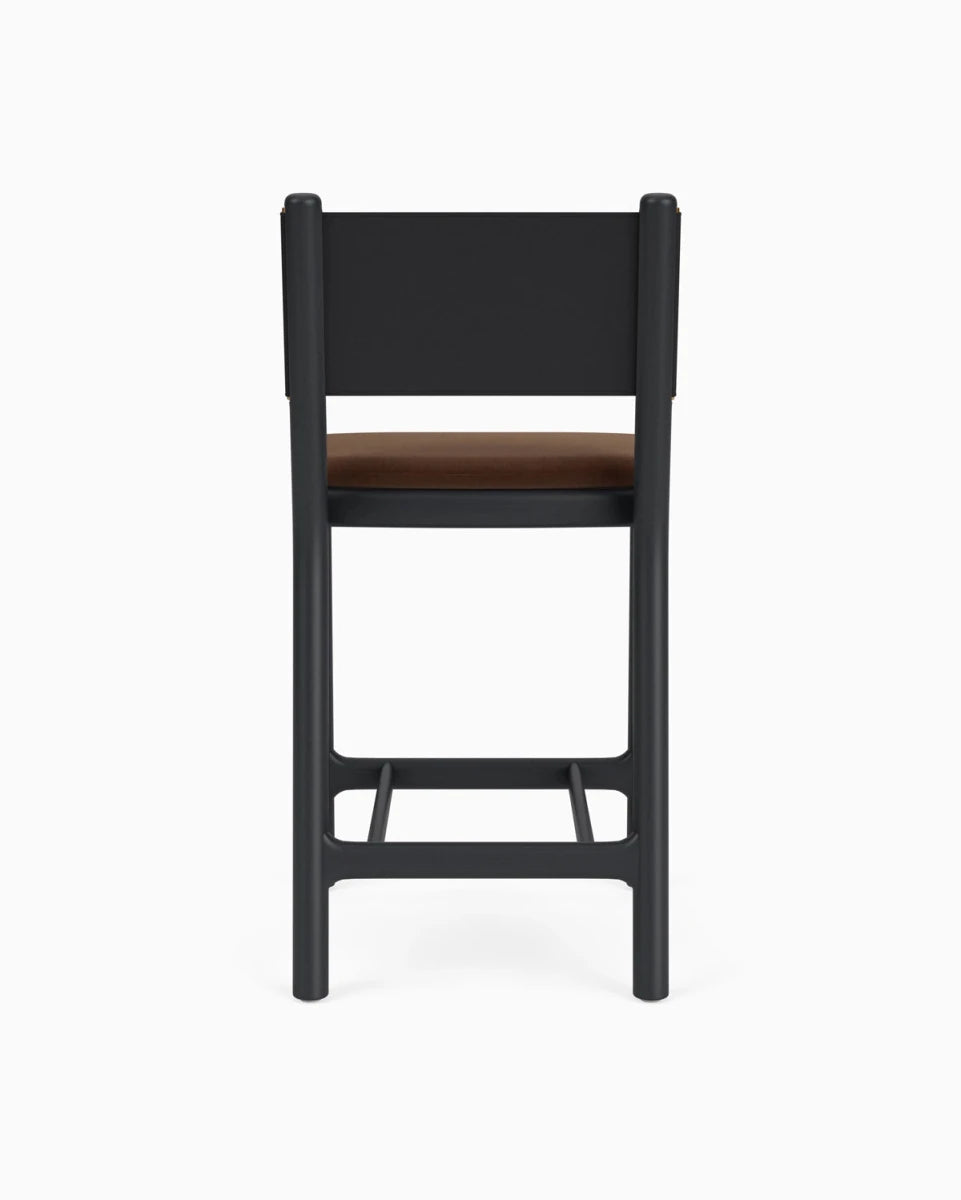 Cognac Velvet Seat / Black Leather Back / Ebony Oak Frame / Counter (26" Height)