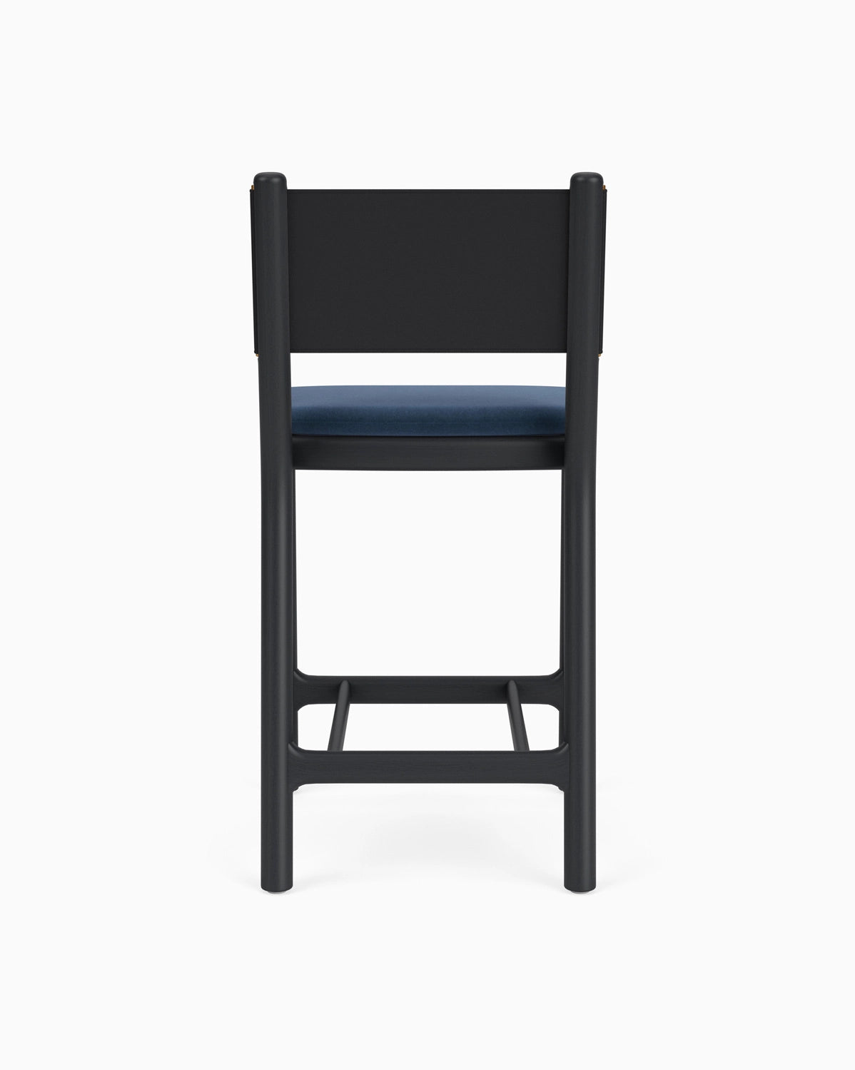 Denim Velvet Seat / Black Leather Back / Ebony Oak Frame