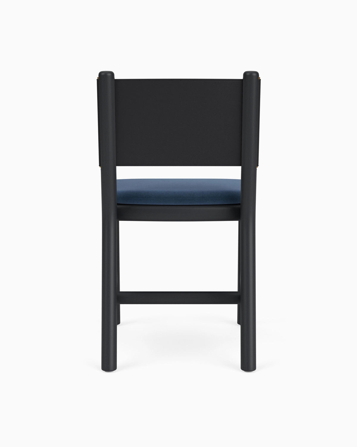 Denim Velvet Seat / Black Leather Back / Ebony Oak Frame