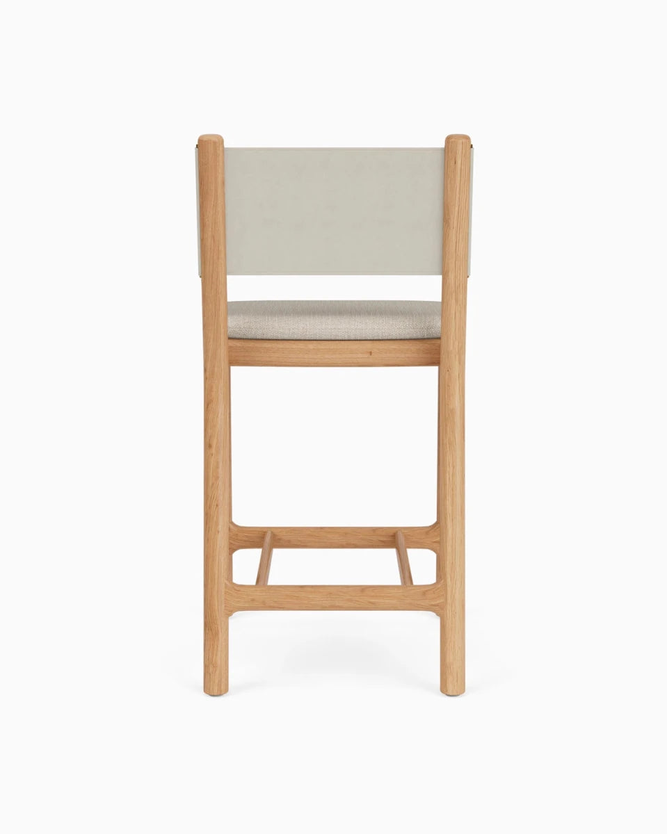 Latte Basketweave Seat / Pearl Leather Back / White Oak Frame / Counter (26" Height)