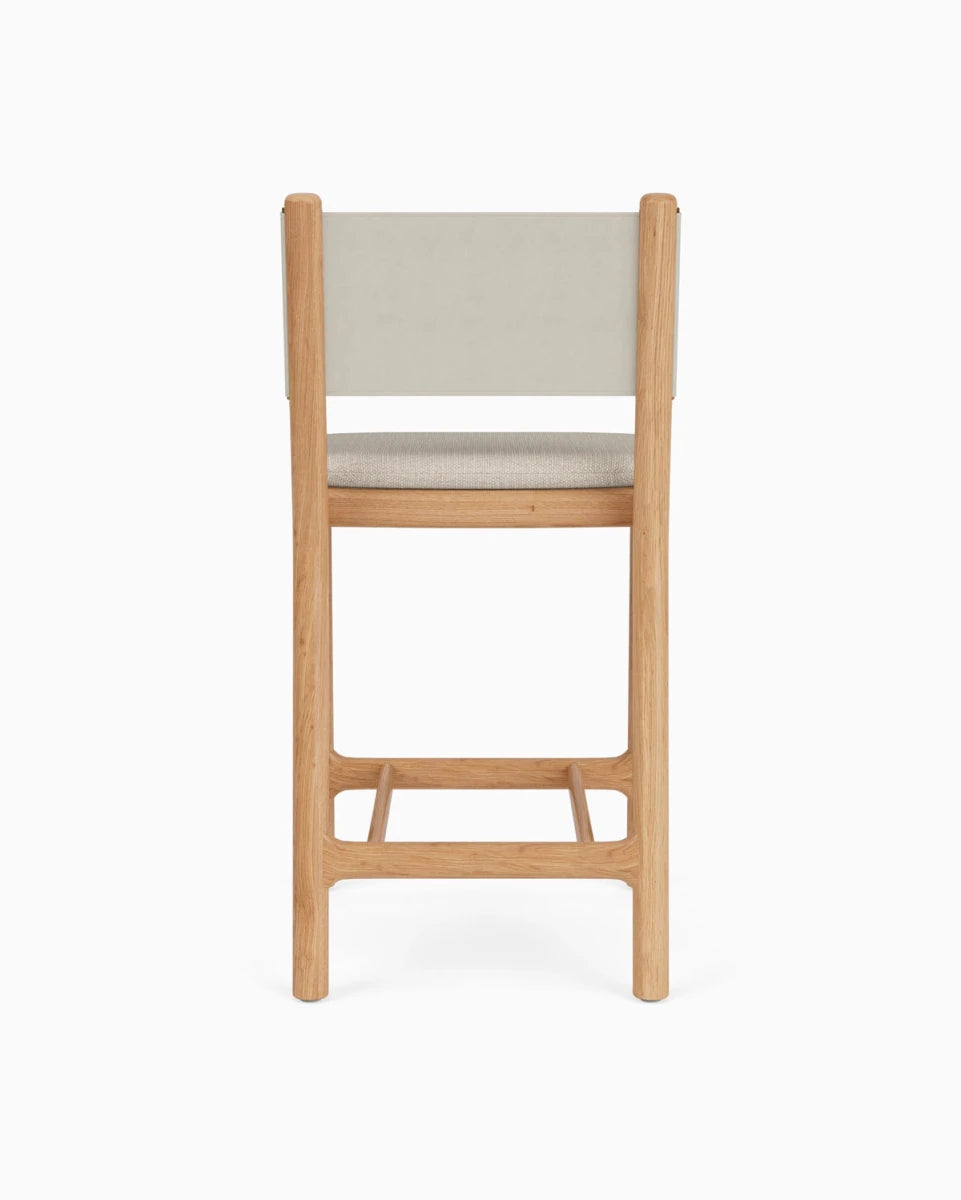 Latte Basketweave Seat / Pearl Leather Back / White Oak Frame / Counter (26" Height)