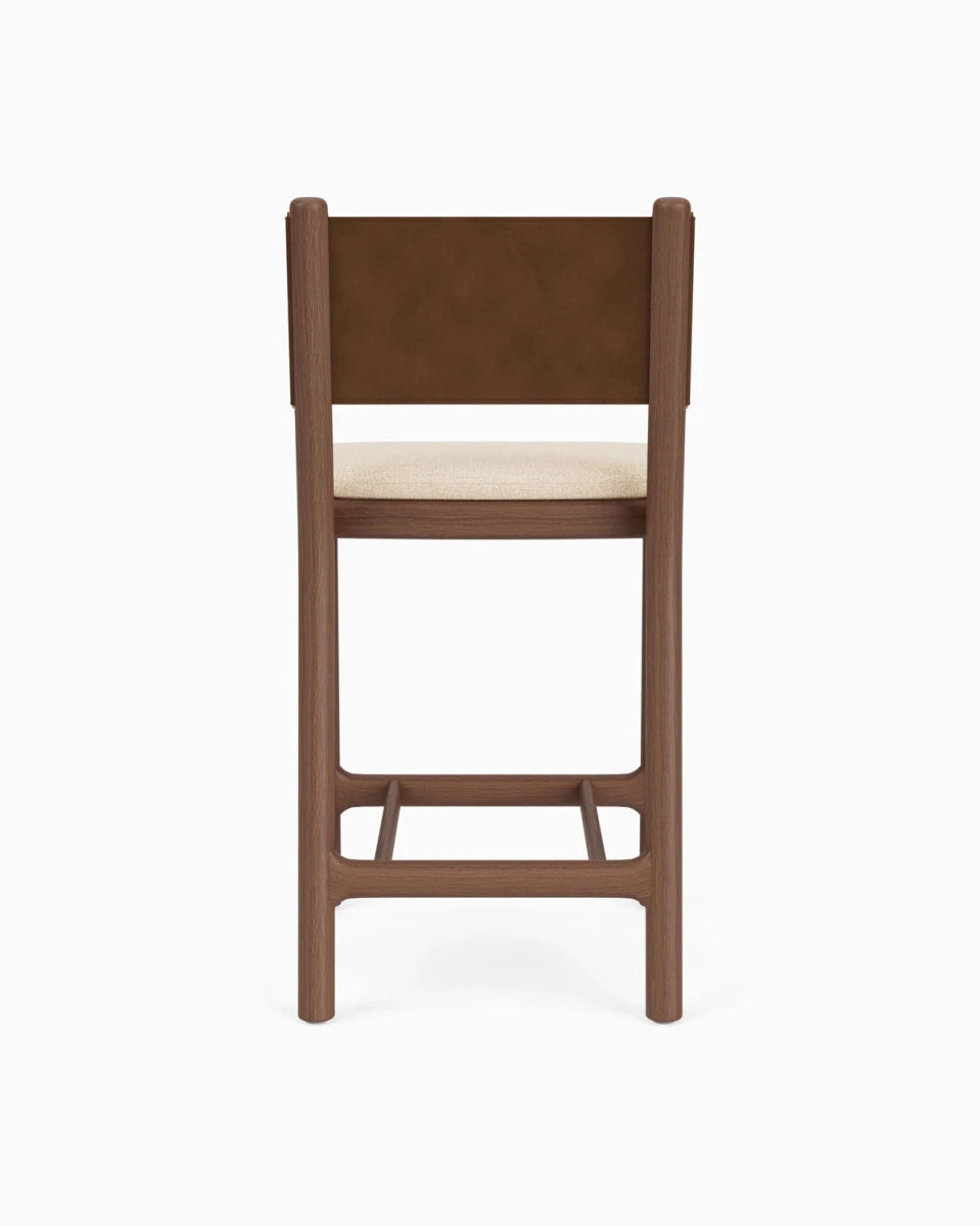 Oat Woven Seat / Chestnut Brown Leather Back / Walnut Frame