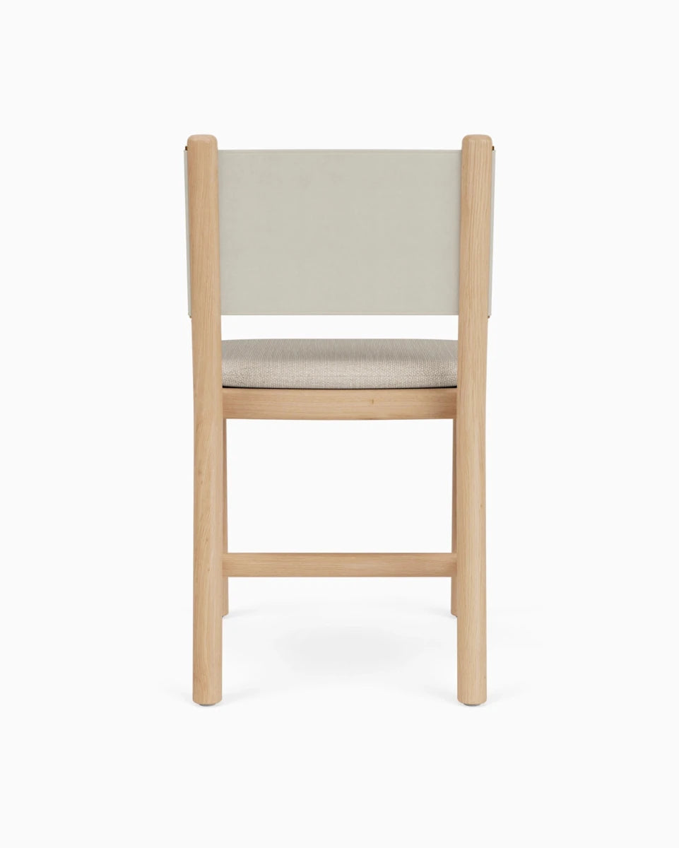 Latte Basketweave Seat / Pearl Leather Back / White Oak Frame