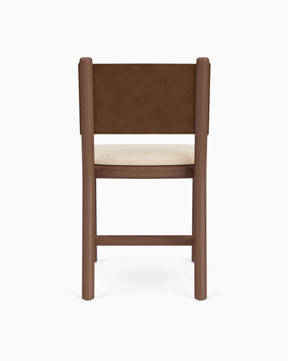 Oat Woven Seat / Chestnut Brown Leather Back / Walnut Frame