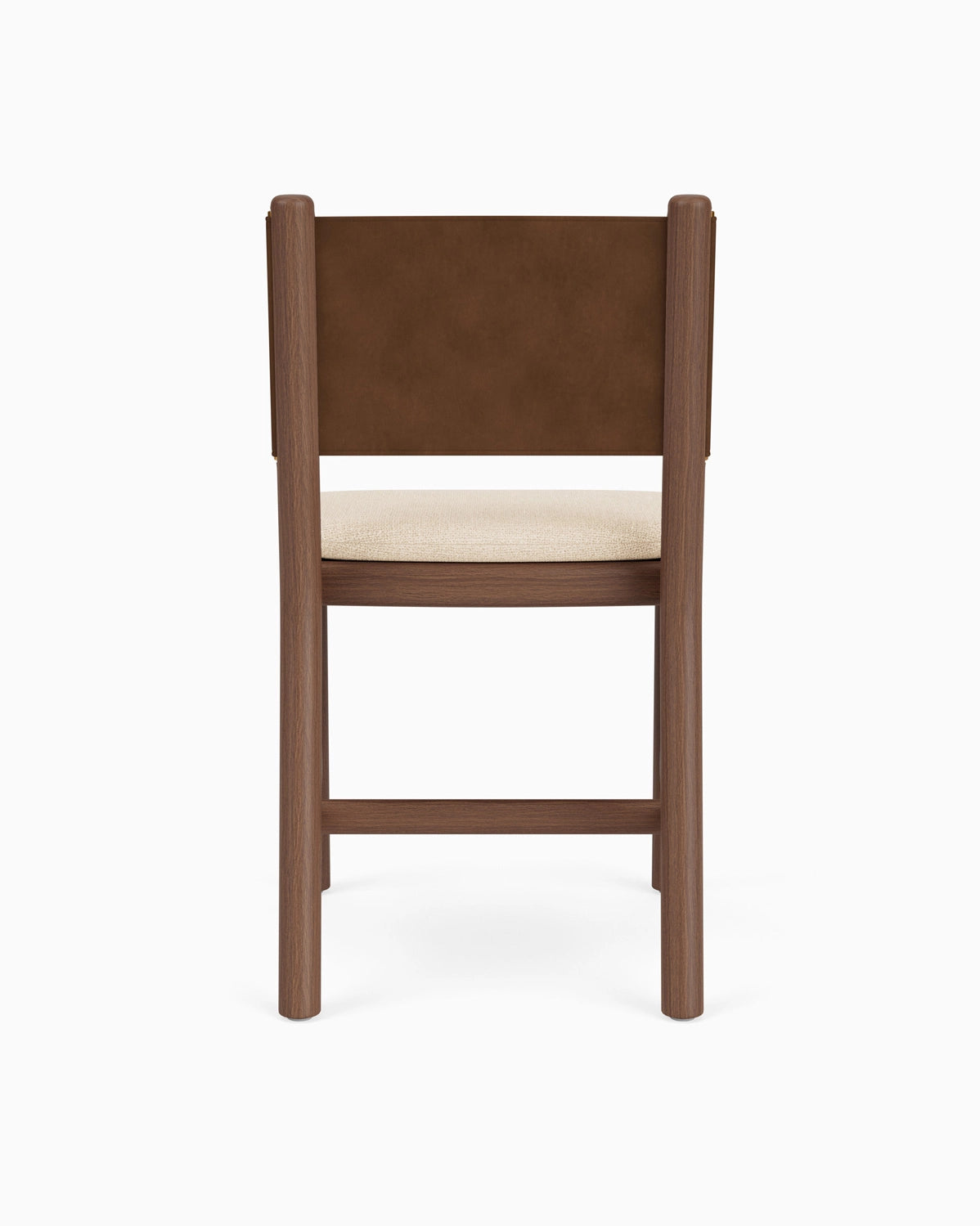 Oat Woven Seat / Maple Brown Leather Back / Walnut Frame