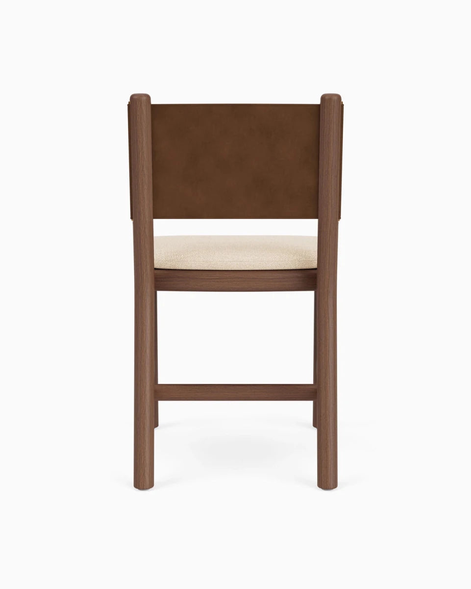 Oat Woven Seat / Chestnut Brown Leather Back / Walnut Frame