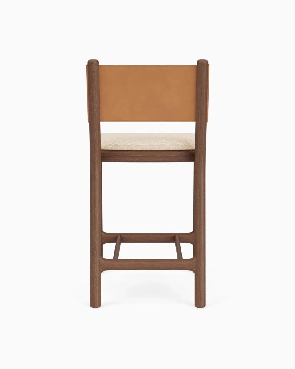 Oat Woven Seat / Saddle Leather Back / Walnut Frame / Counter (26" Height)