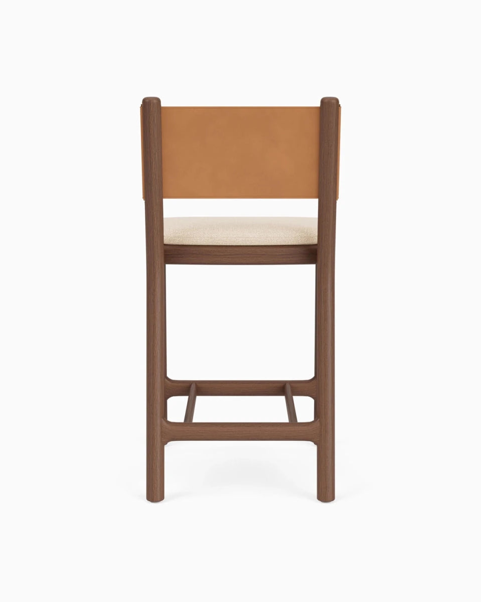 Oat Woven Seat / Saddle Leather Back / Walnut Frame