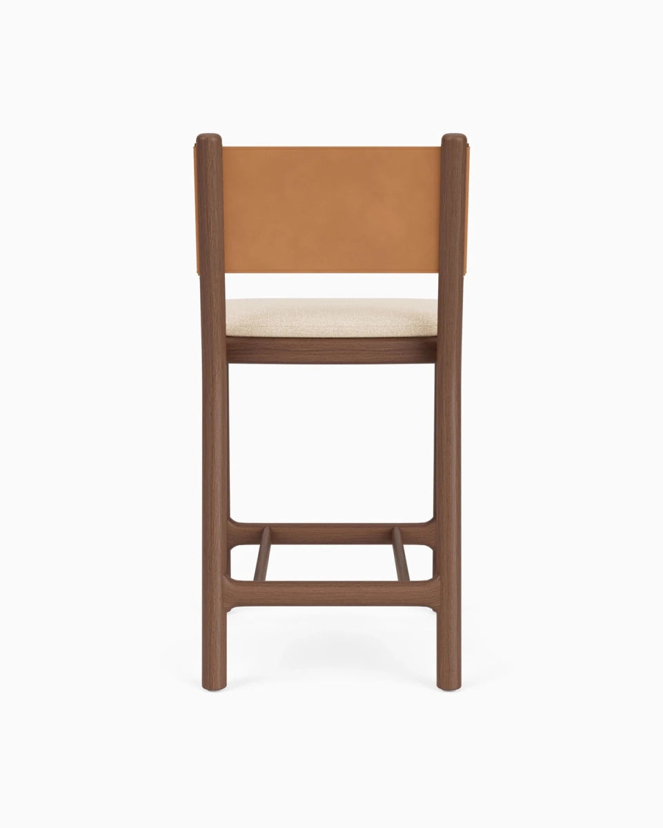 Oat Woven Seat / Saddle Leather Back / Walnut Frame / Counter (26" Height)