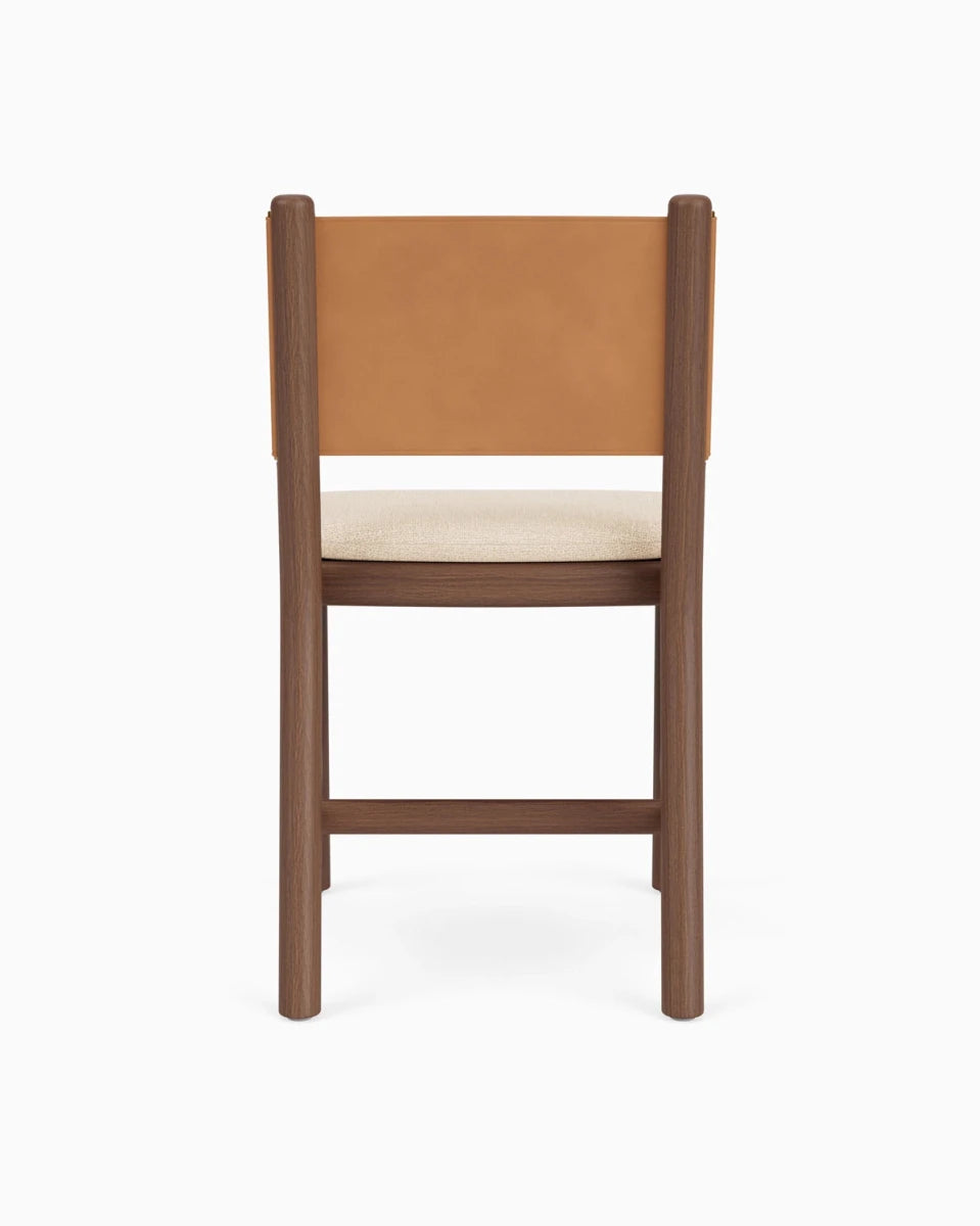 Oat Woven Seat / Saddle Leather Back / Walnut Frame