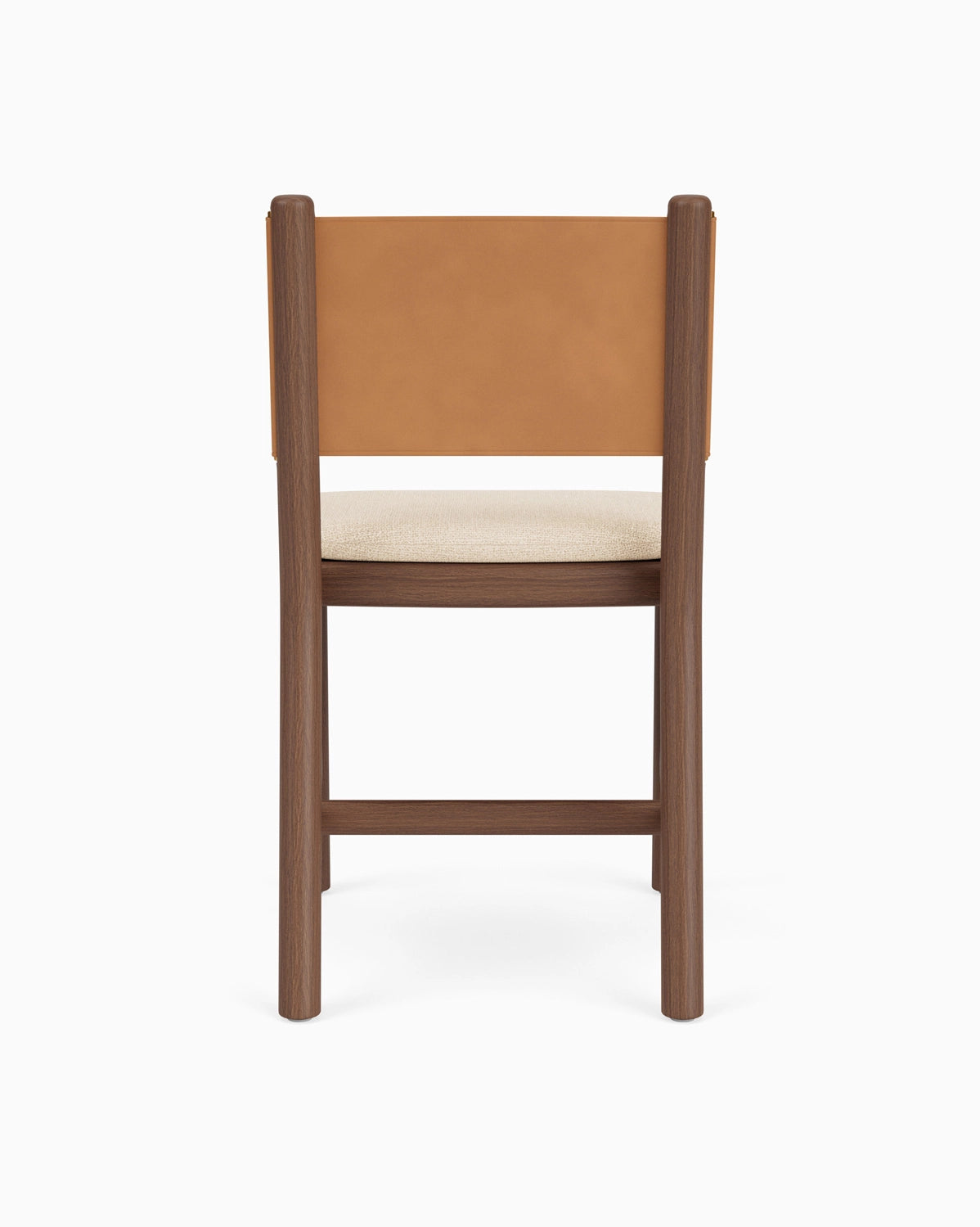 Oat Woven Seat / Saddle Leather Back / Walnut Frame