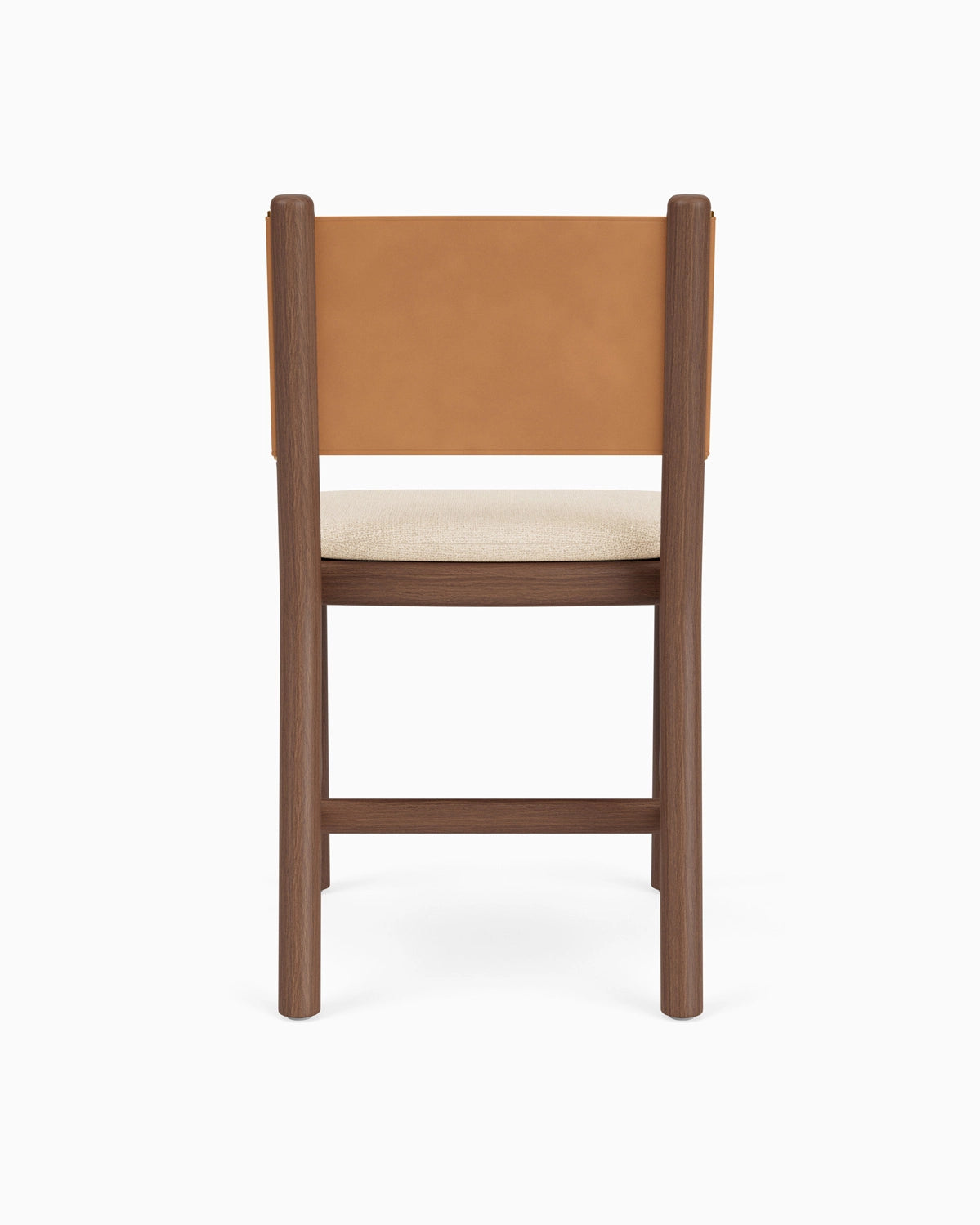 Oat Woven Seat / Saddle Leather Back / Walnut Frame