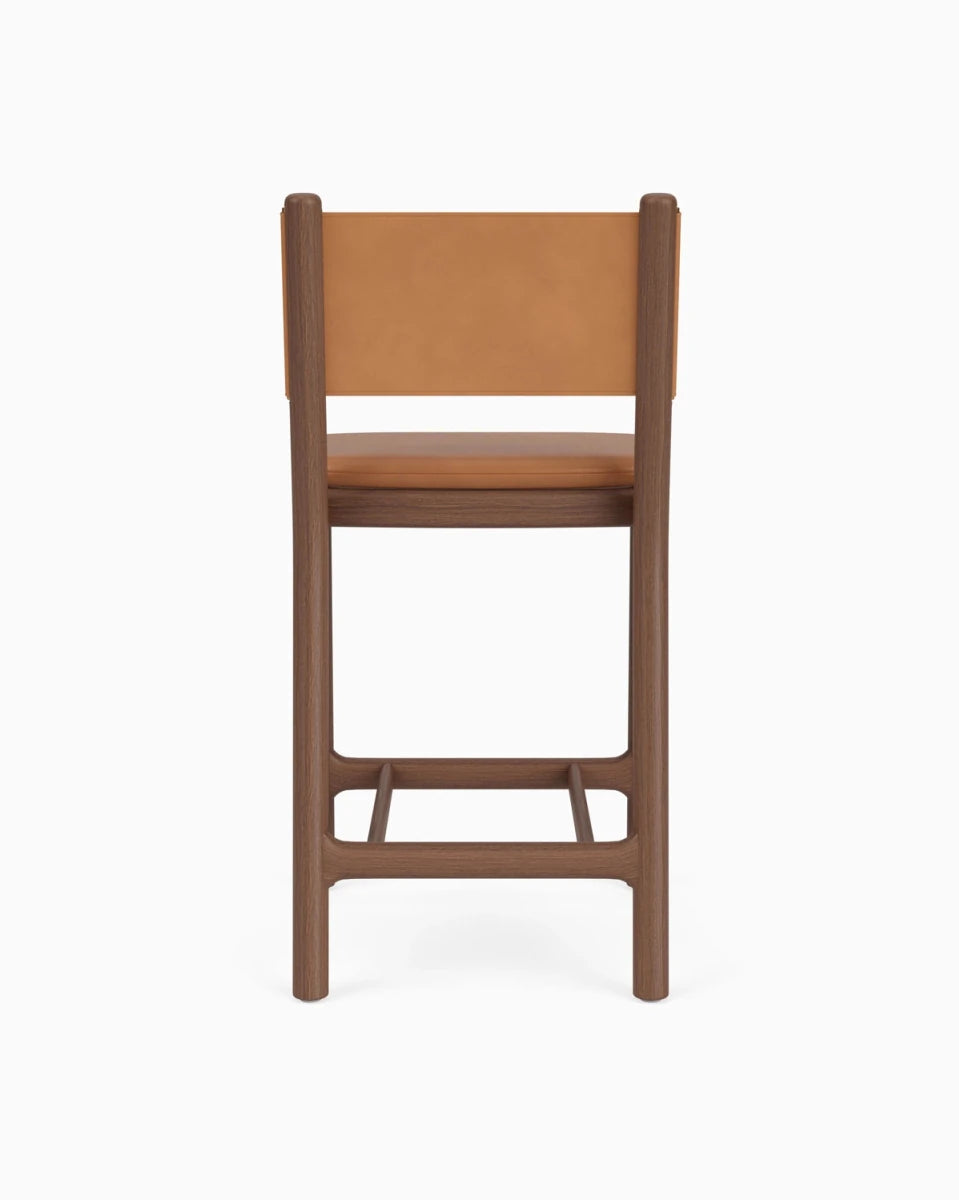 Saddle Leather Seat / Saddle Leather Back / Walnut Frame / Counter (26" Height)