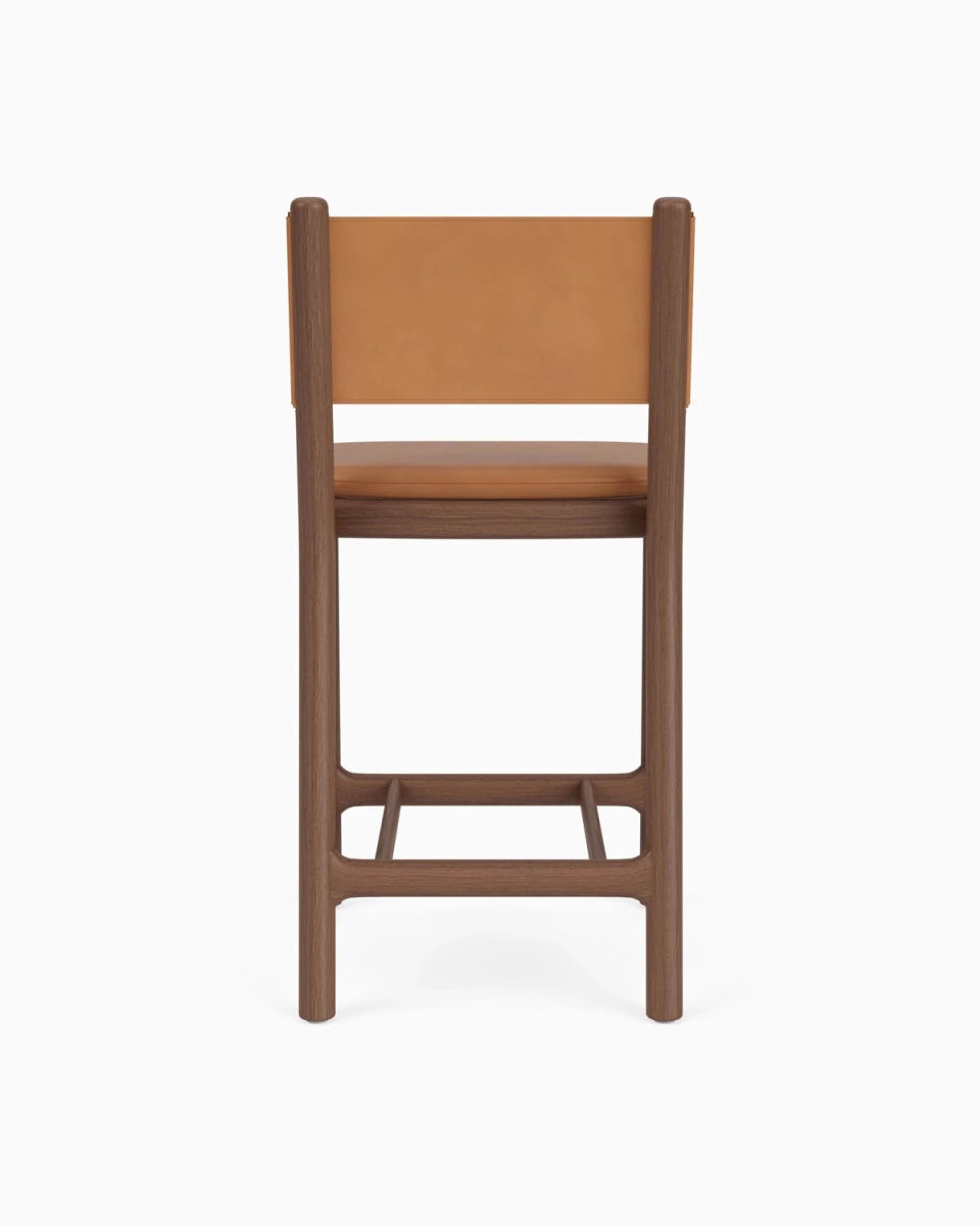 Saddle Leather Seat / Saddle Leather Back / Walnut Frame / Counter (26" Height)