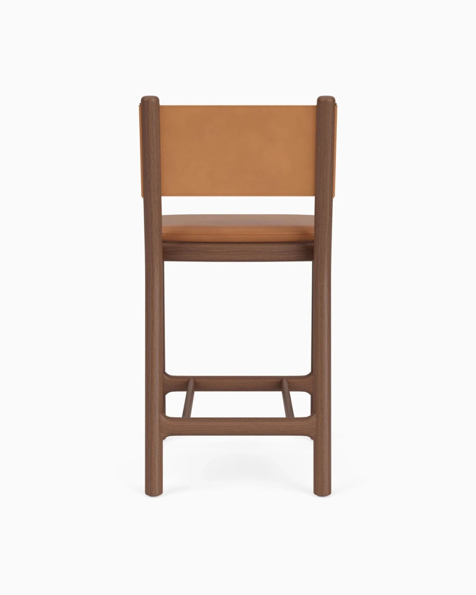 Saddle Leather Seat / Saddle Leather Back / Walnut Frame / Counter (26" Height)