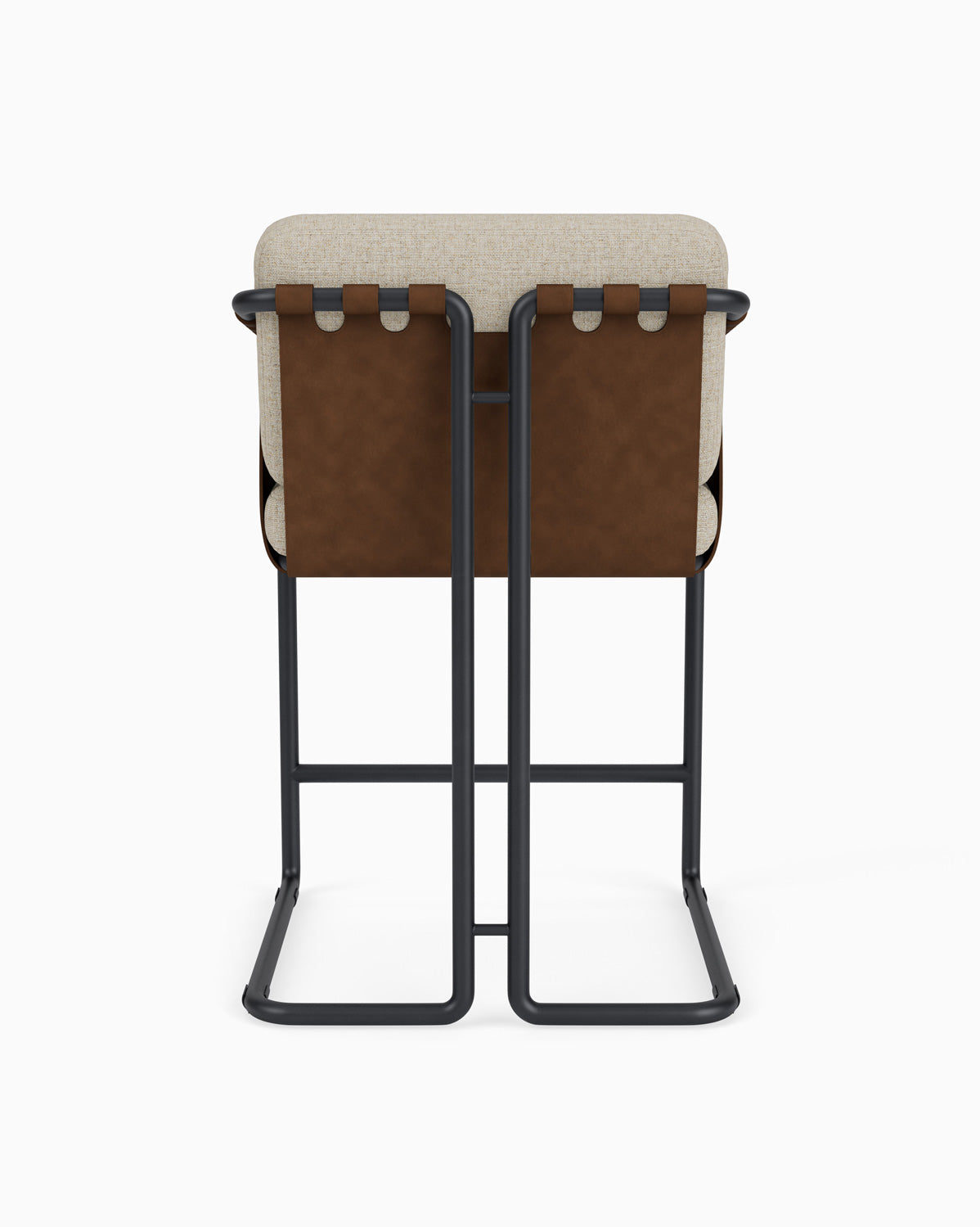 Flax Linen Seat / Chestnut Leather Sling / Matte Black / Counter (24.5" Height)