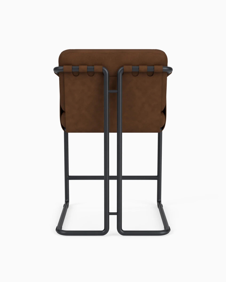 Chestnut Leather Seat / Chestnut Leather Sling / Matte Black / Counter (24.5" Height)