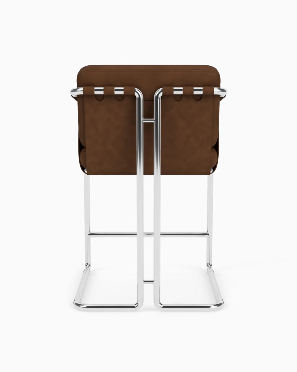 Chestnut Leather Seat / Chestnut Leather Sling / Polished Steel / Counter (24.5" Height)