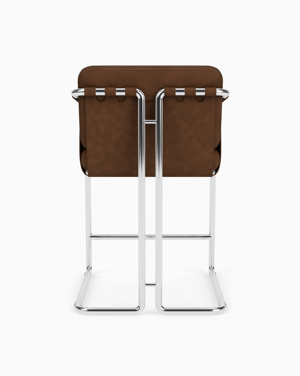 Chestnut Leather Seat / Chestnut Leather Sling / Polished Steel / Counter (24.5" Height)
