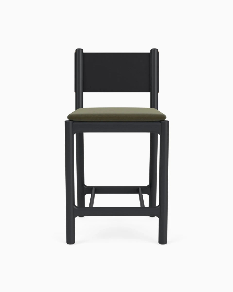 Balsam Velvet Seat / Black Leather Back / Ebony Oak Frame / Counter (26" Height)