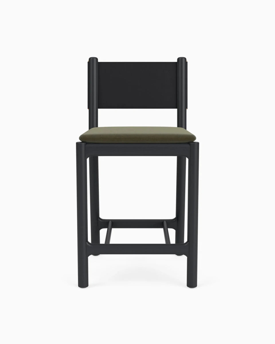 Balsam Velvet Seat / Black Leather Back / Ebony Oak Frame