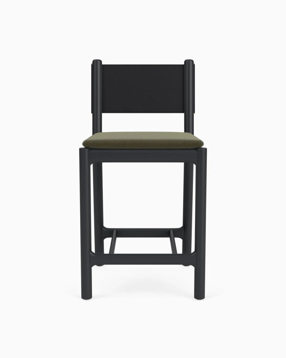 Balsam Velvet Seat / Black Leather Back / Ebony Oak Frame / Counter (26" Height)