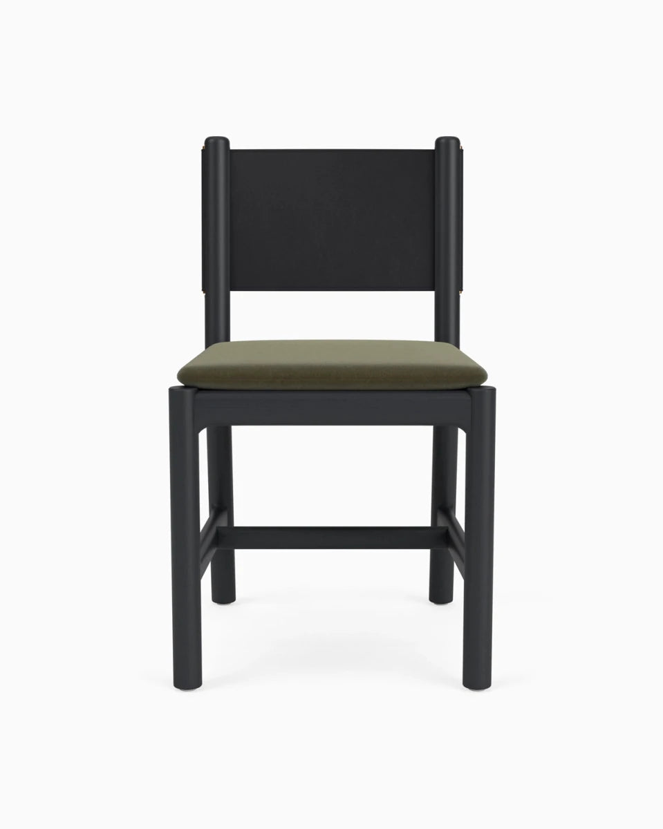 Balsam Velvet Seat / Black Leather Back / Ebony Oak Frame