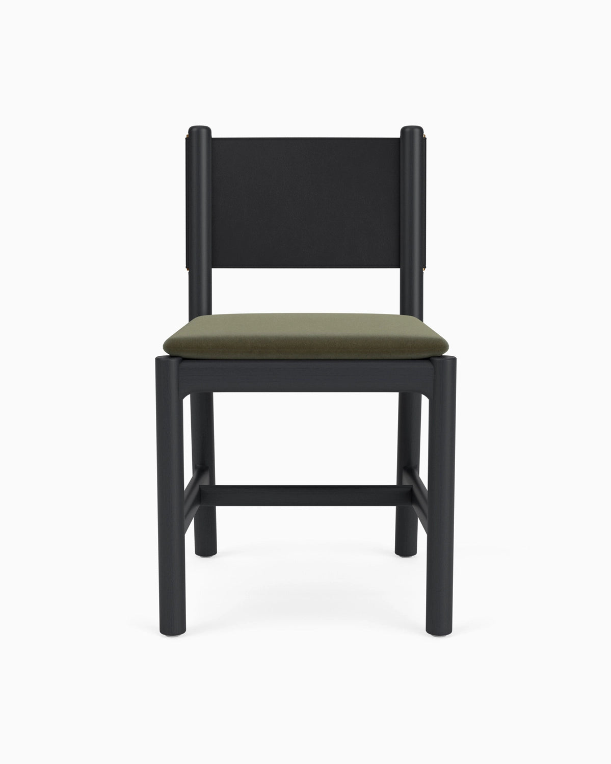 Balsam Velvet Seat / Black Leather Back / Ebony Oak Frame
